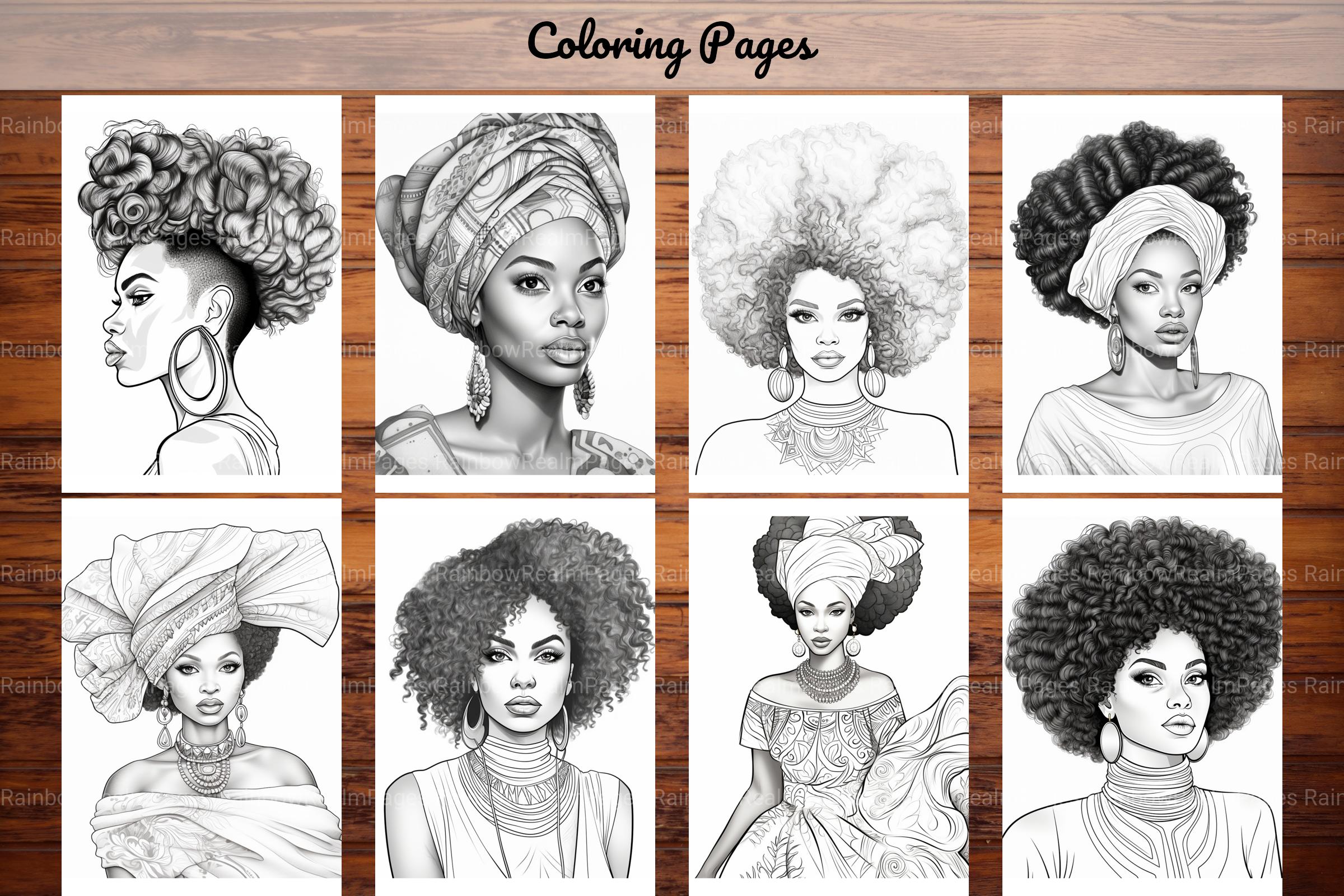 African Black Woman Coloring Book - CraftNest - Digital Crafting and Art