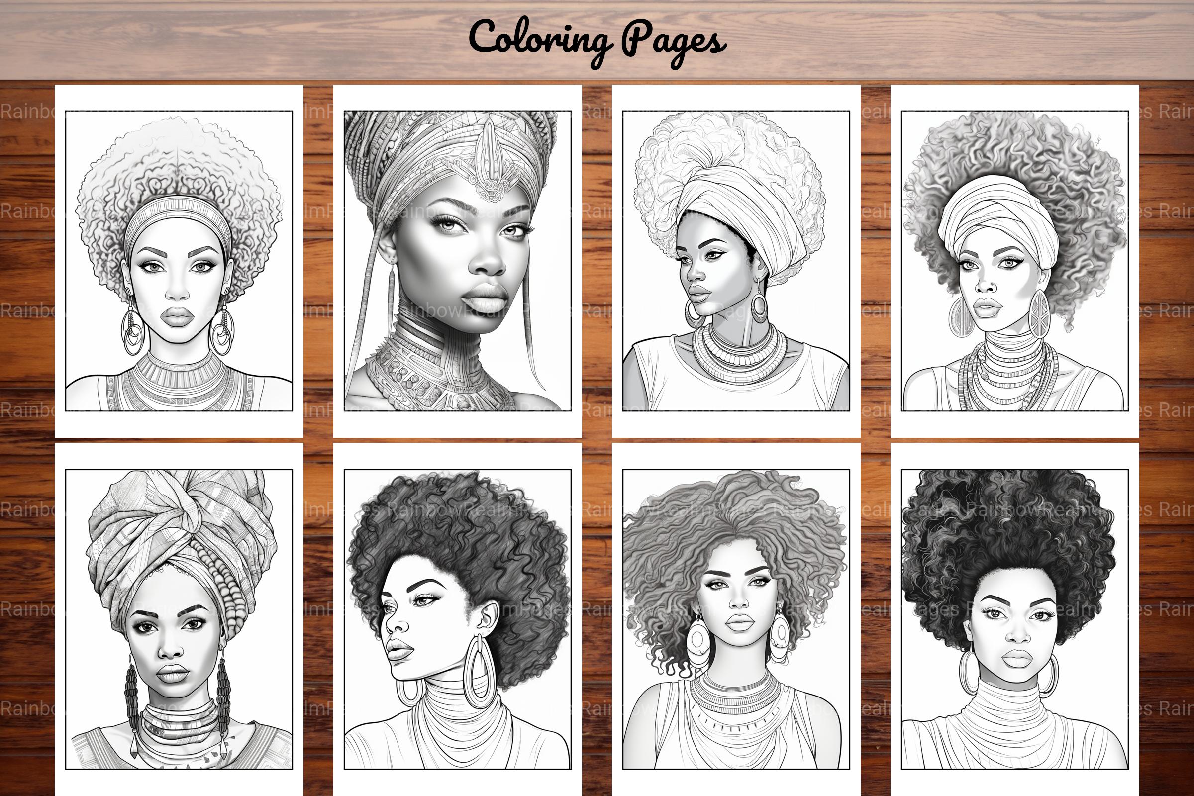 African Black Woman Coloring Collection - CraftNest - Digital Crafting and Art