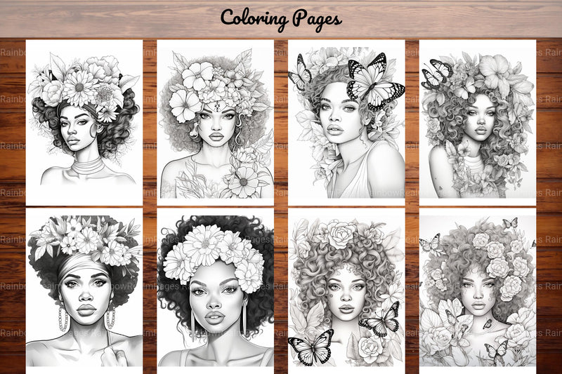 African Black Woman Adult Coloring Book - CraftNest - Digital Crafting and Art
