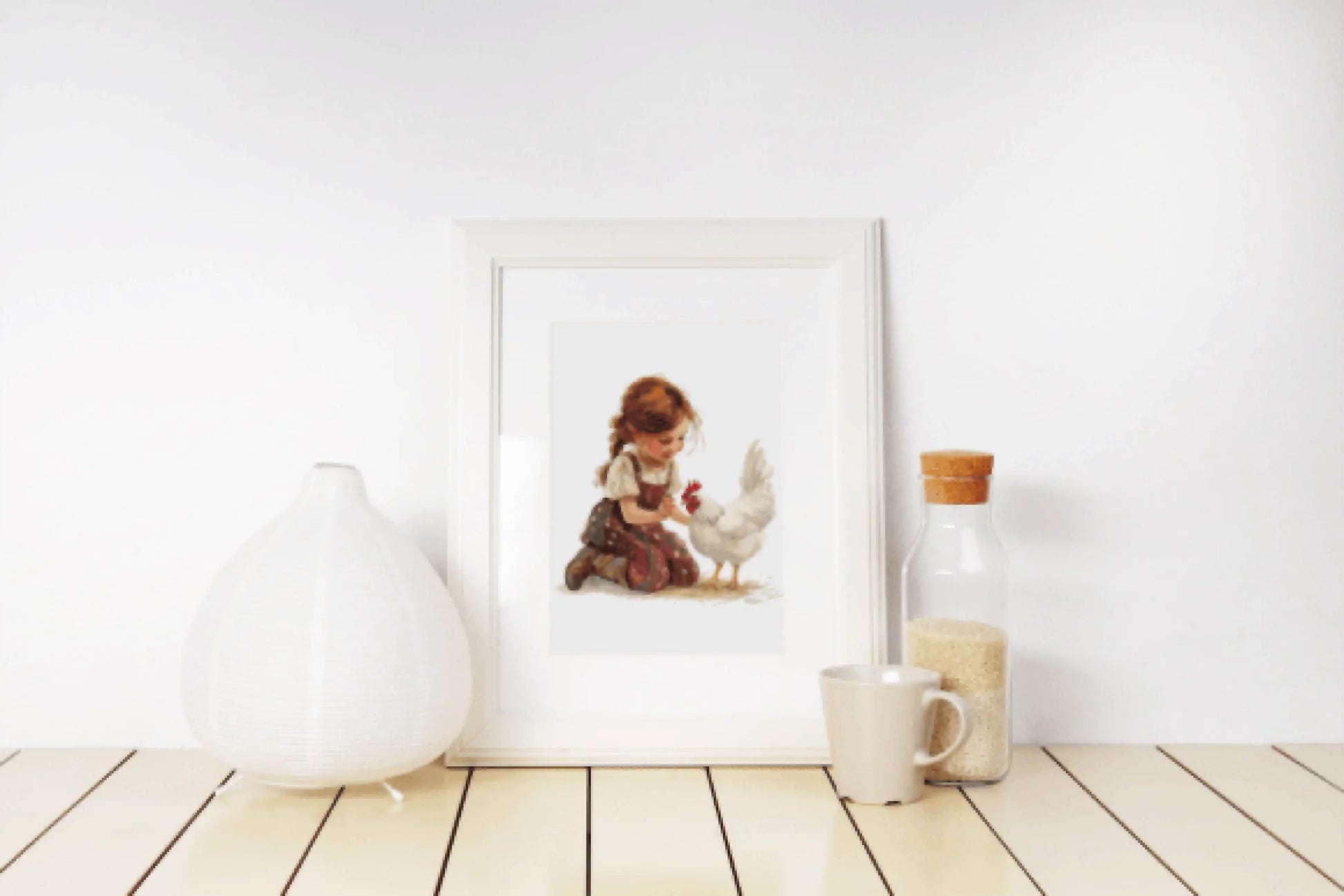 Charming Little Girl with Chicken Clipart Bundle - CraftNest - Digital Crafting and Art