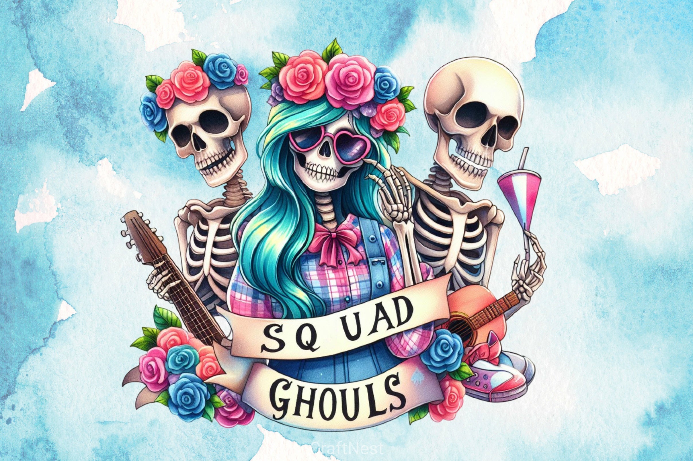 Squad Ghouls Skeleton Clipart Bundle - CraftNest - Digital Crafting and Art