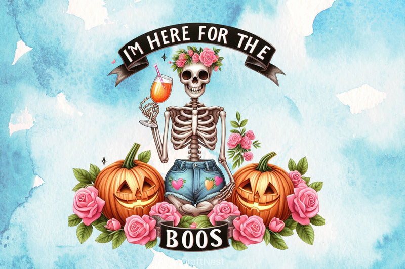 I'm Here For The Boos Skeleton Clipart Bundle - CraftNest - Digital Crafting and Art