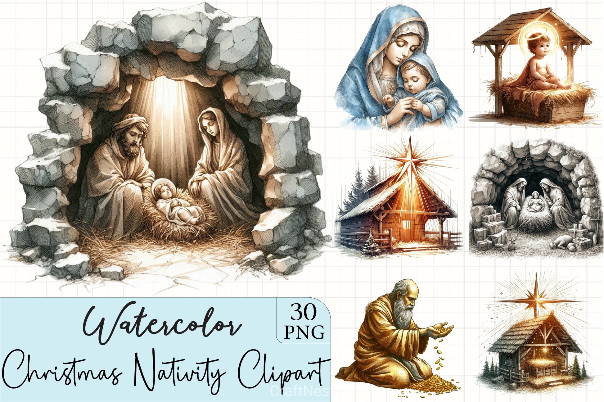 Christmas Nativity Clipart Bundle - CraftNest - Digital Crafting and Art