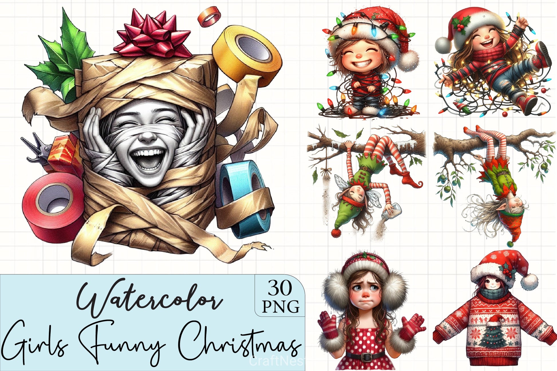 Cute Holiday Girls Christmas Clipart Bundle - CraftNest - Digital Crafting and Art