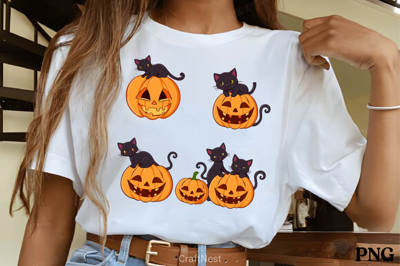 Black Cats Halloween Pumpkins Clipart Bundle - CraftNest - Digital Crafting and Art