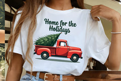 Vintage Red Truck Christmas Tree Clipart Bundle - CraftNest - Digital Crafting and Art
