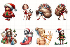 Christmas Funny Skinny Girl Clipart Bundle - CraftNest - Digital Crafting and Art