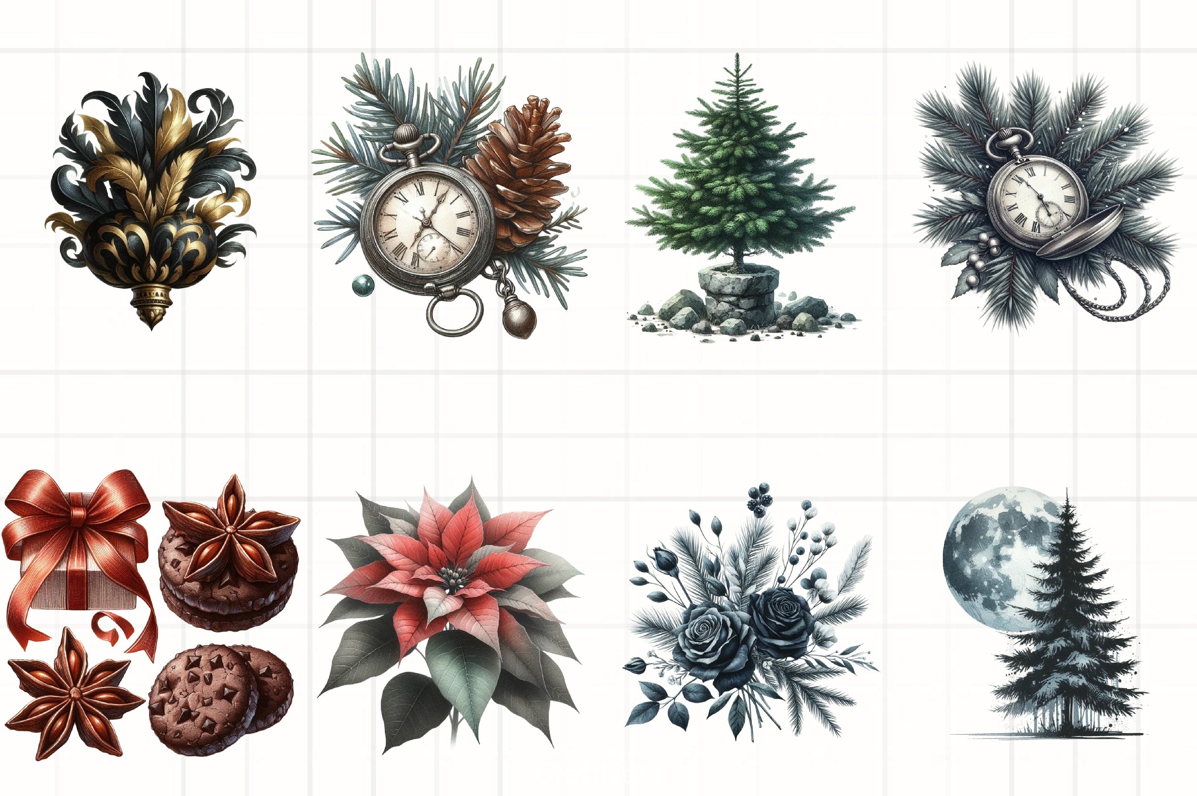 Moody Christmas Clipart Bundle 3 - CraftNest - Digital Crafting and Art