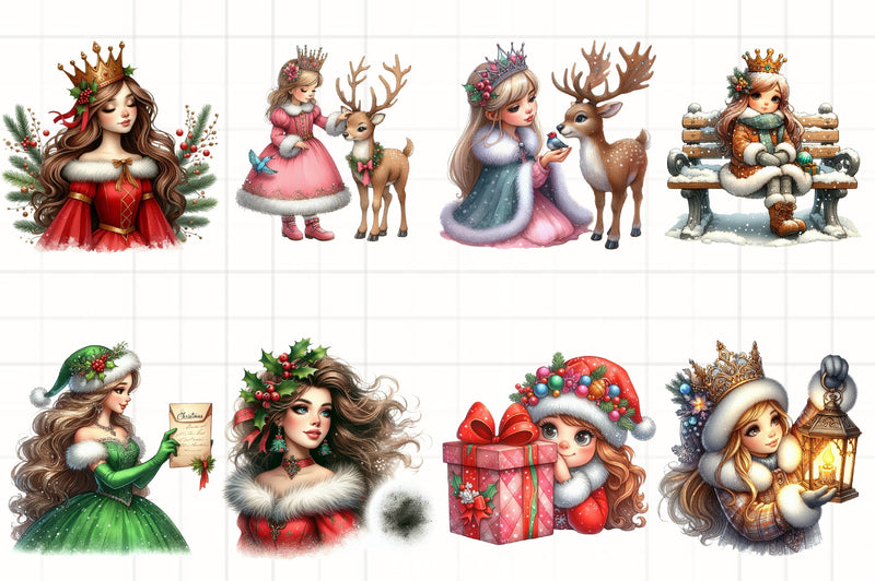 Christmas Princess Clipart Bundle - CraftNest - Digital Crafting and Art