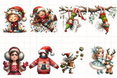 Cute Holiday Girls Christmas Clipart Bundle - CraftNest - Digital Crafting and Art