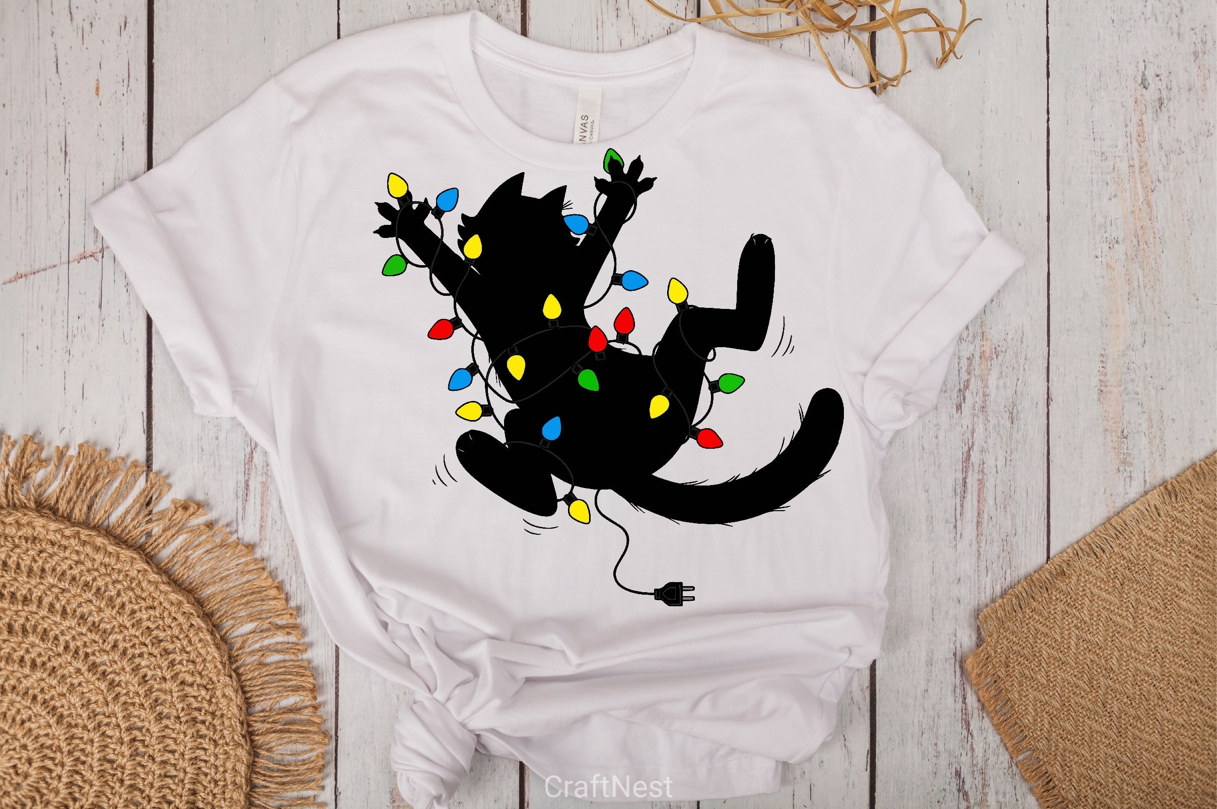 Funny Cat Xmas Lights Clipart Bundle - CraftNest - Digital Crafting and Art