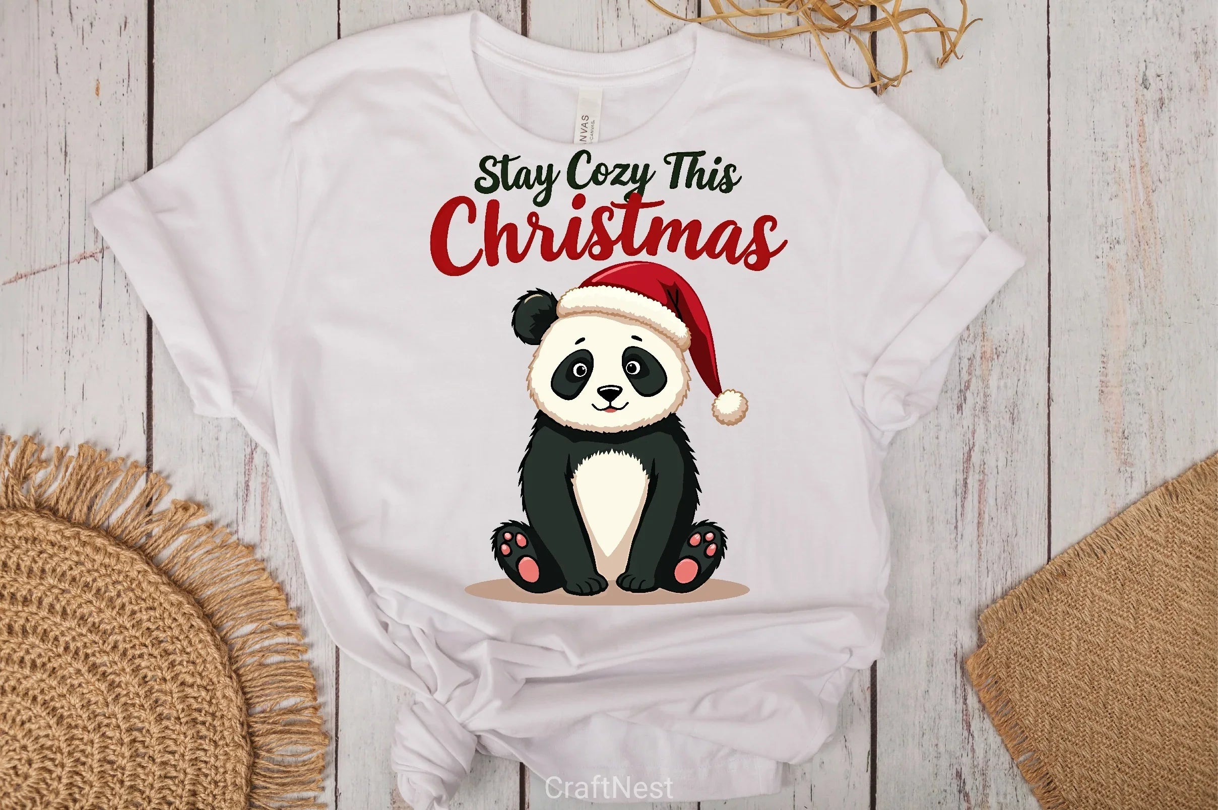 Cute Panda Santa Hat Christmas Clipart Bundle - CraftNest - Digital Crafting and Art