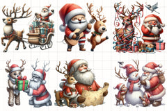 Santa & Reindeer Clipart Bundle - CraftNest - Digital Crafting and Art