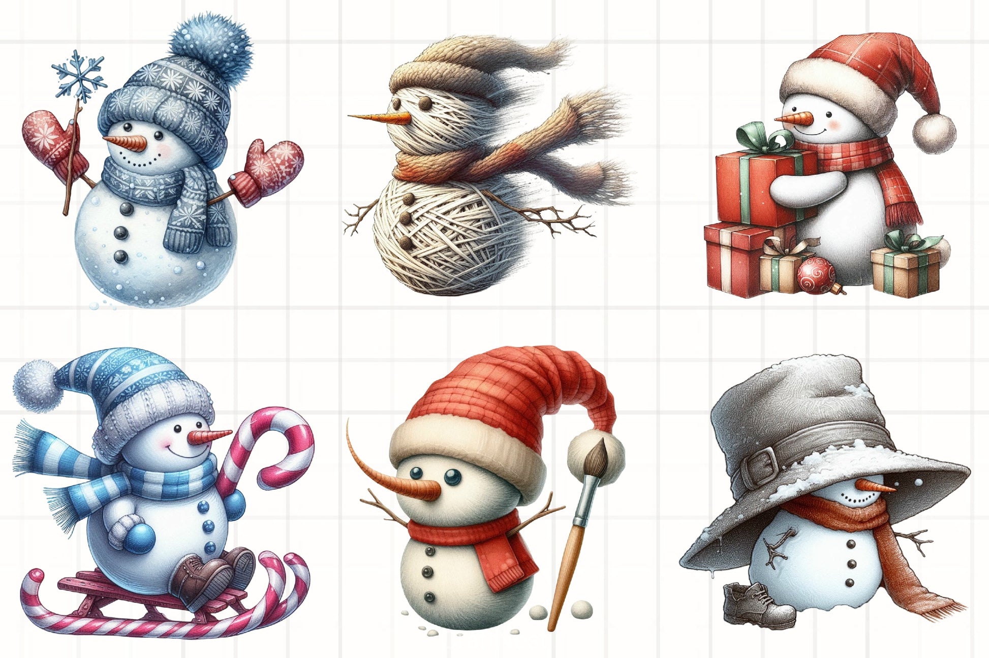 Funny Snowman Winter Hat Clipart Bundle - CraftNest - Digital Crafting and Art