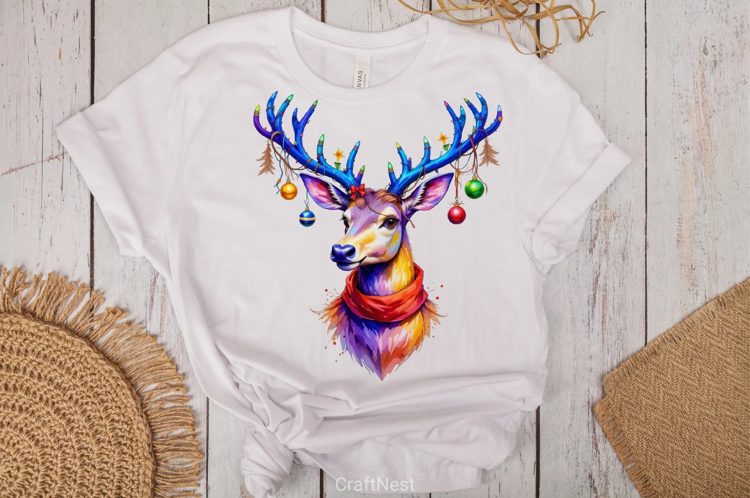 Colorful Christmas Reindeer Clipart Bundle - CraftNest - Digital Crafting and Art