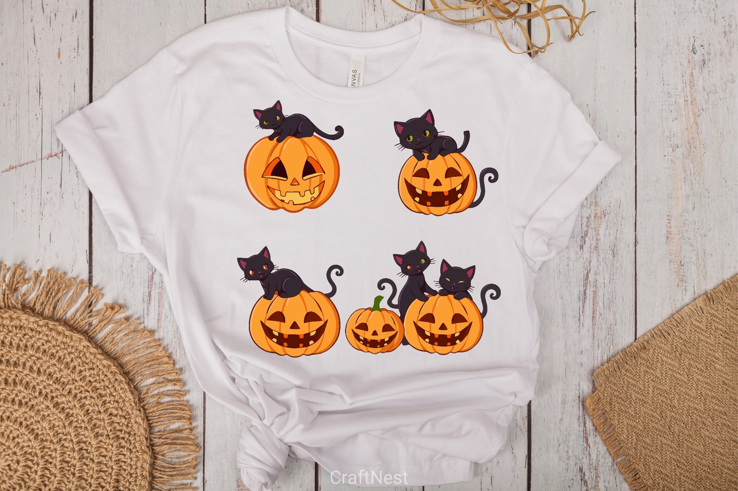 Black Cats Halloween Pumpkins Clipart Bundle - CraftNest - Digital Crafting and Art
