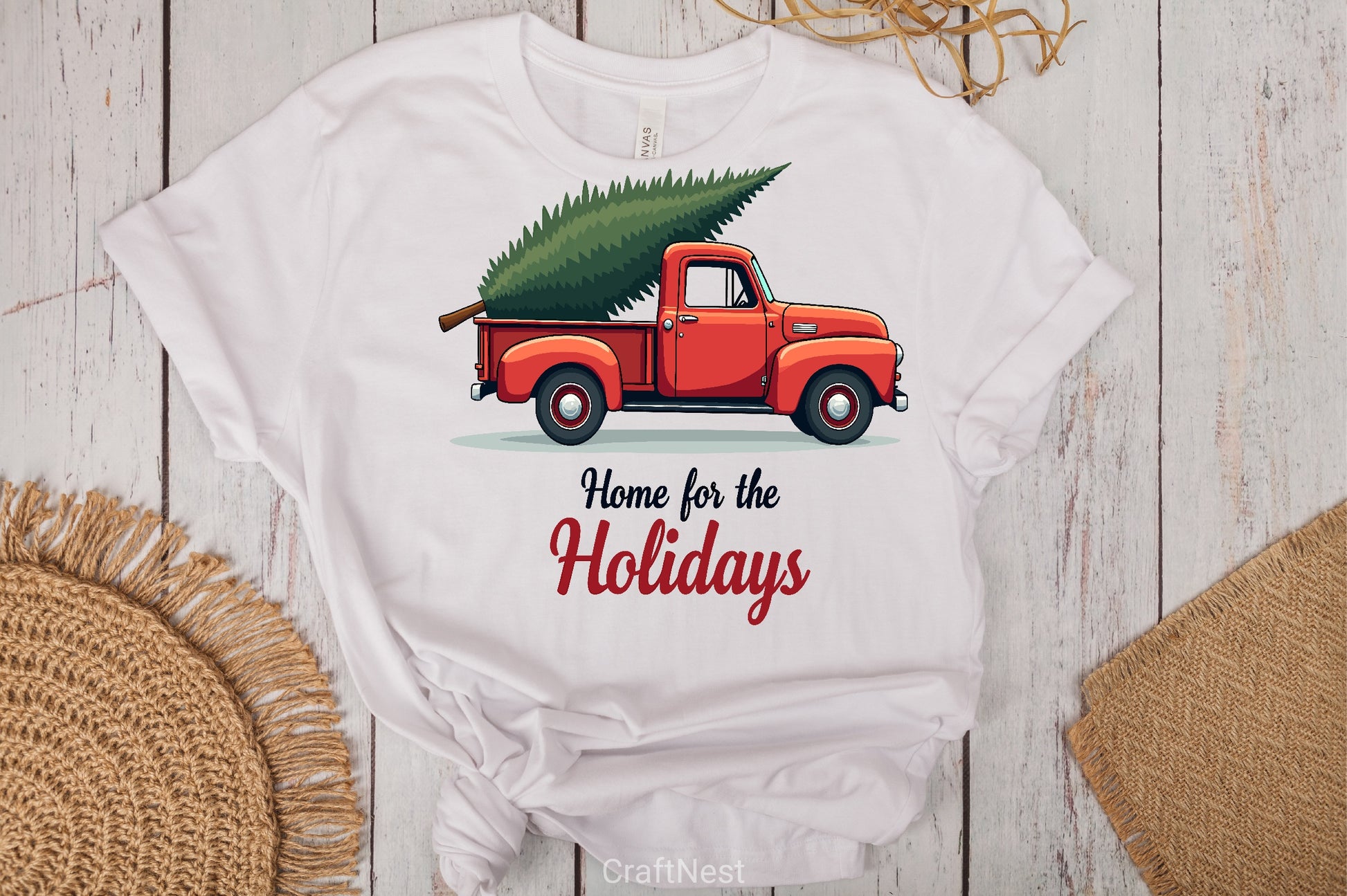 Vintage Red Truck Christmas Tree Clipart Bundle 2 - CraftNest - Digital Crafting and Art