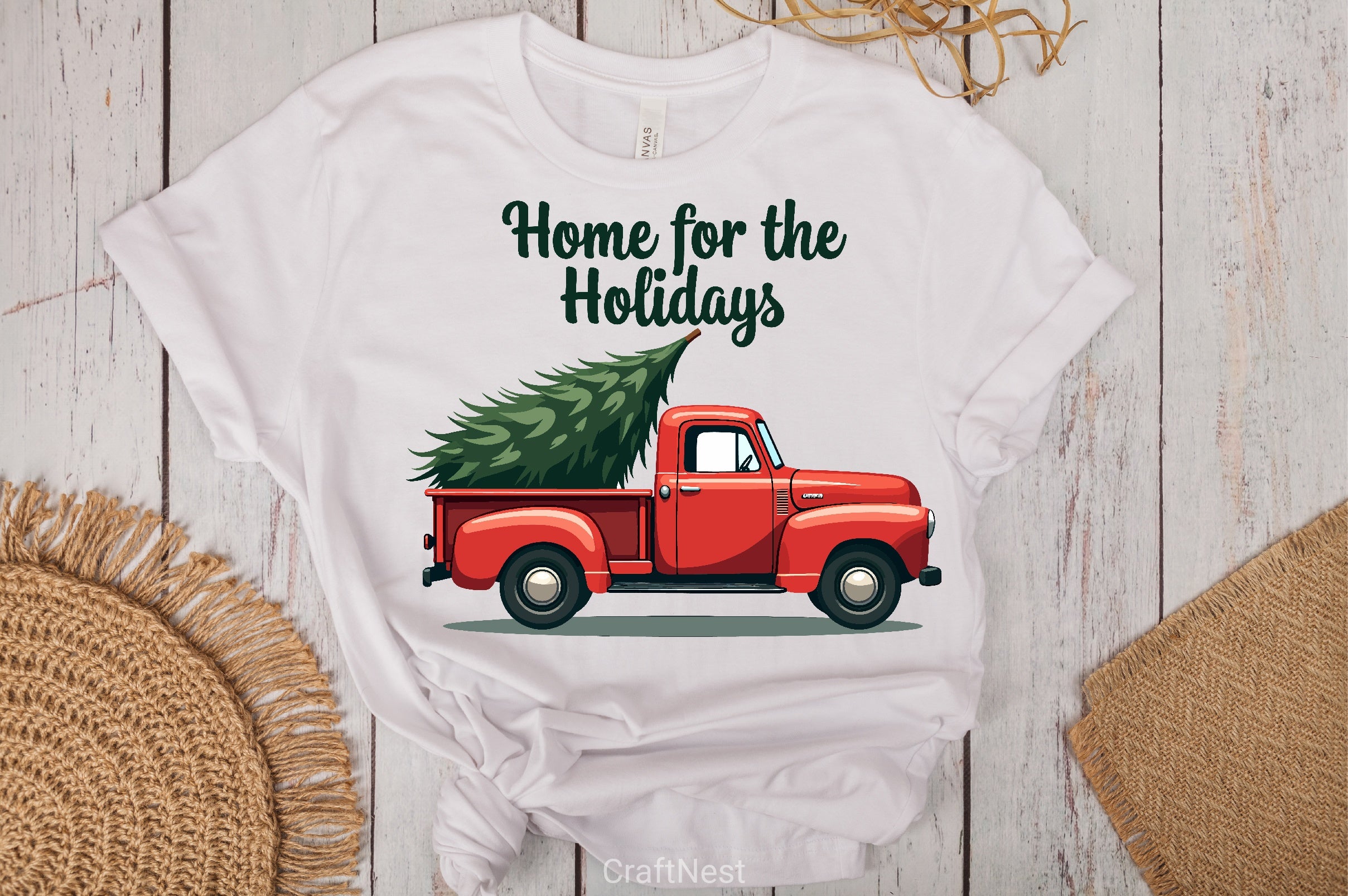 Vintage Red Truck Christmas Tree Clipart Bundle - CraftNest - Digital Crafting and Art