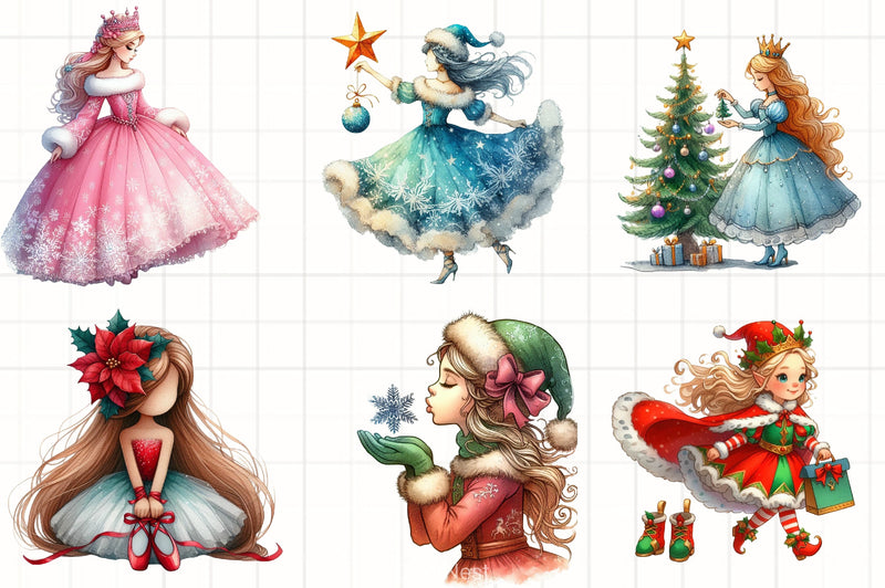 Christmas Princess Clipart Bundle - CraftNest - Digital Crafting and Art