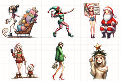 Christmas Funny Skinny Girl Clipart Bundle - CraftNest - Digital Crafting and Art