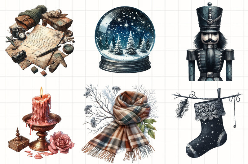 Moody Christmas Clipart Bundle 3 - CraftNest - Digital Crafting and Art