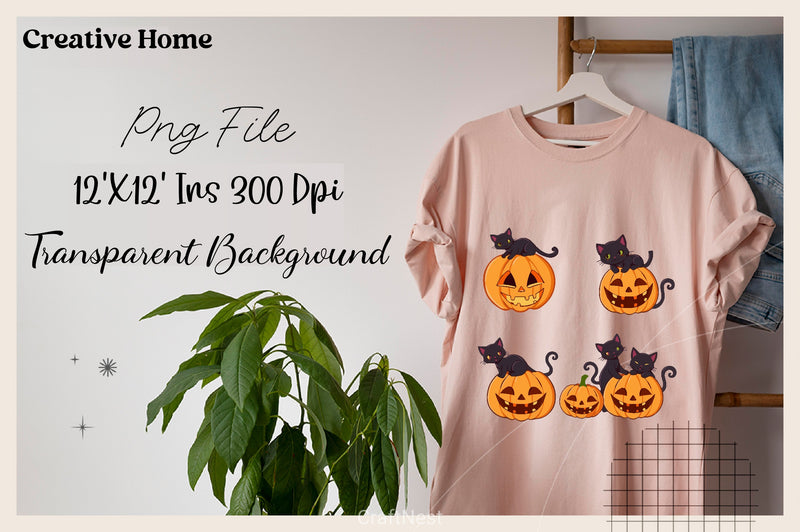 Black Cats Halloween Pumpkins Clipart Bundle - CraftNest - Digital Crafting and Art