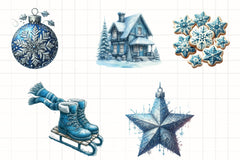 Blue Christmas Clipart Bundle 6 - CraftNest - Digital Crafting and Art