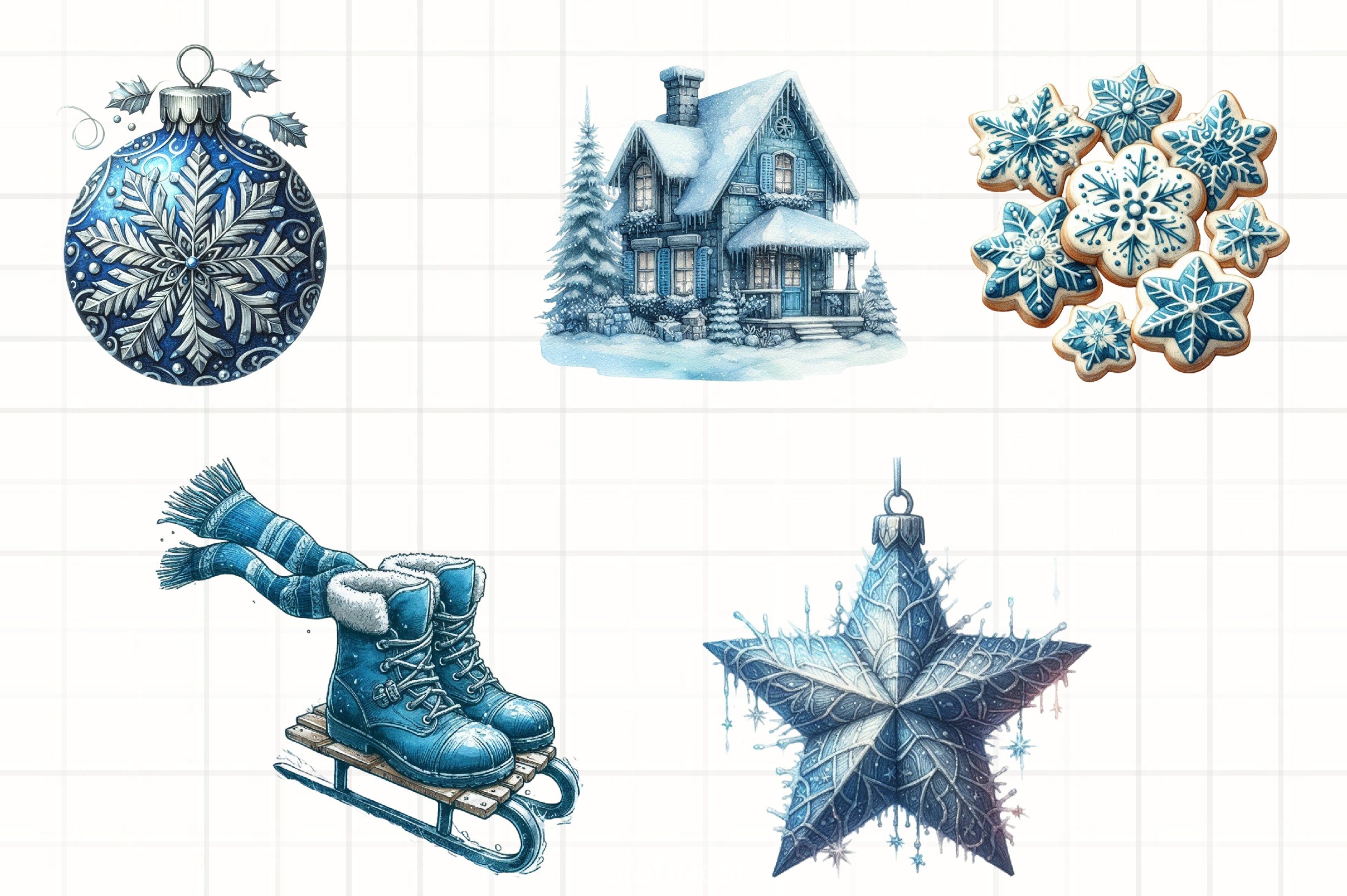 Blue Christmas Clipart Bundle 6 - CraftNest - Digital Crafting and Art