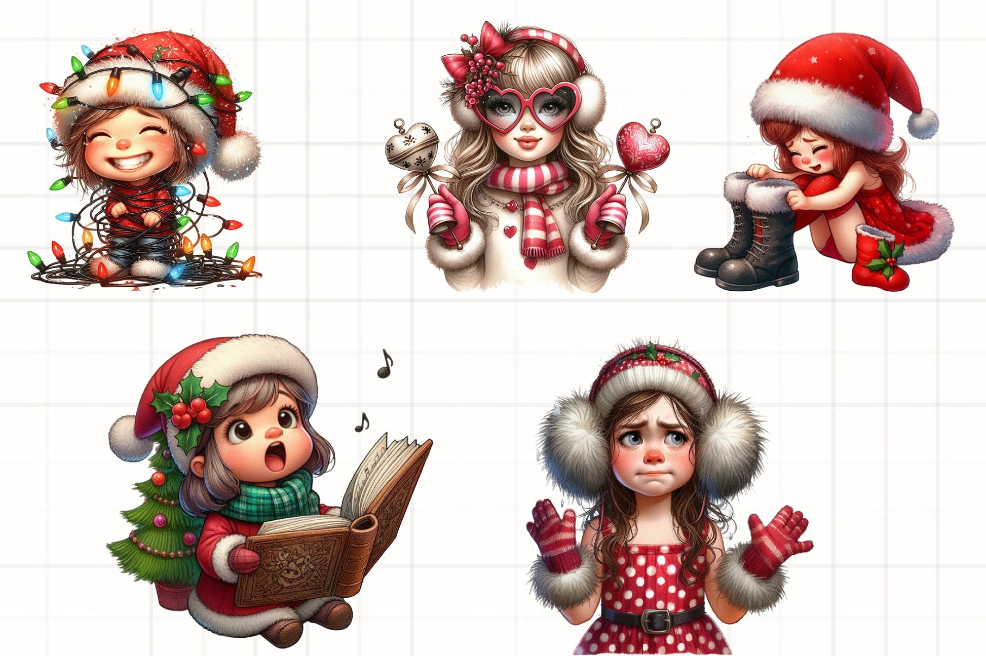 Cute Holiday Girls Christmas Clipart Bundle - CraftNest - Digital Crafting and Art
