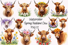 Easter Spring Haaland Cow Clipart Bundle - CraftNest - Digital Crafting and Art