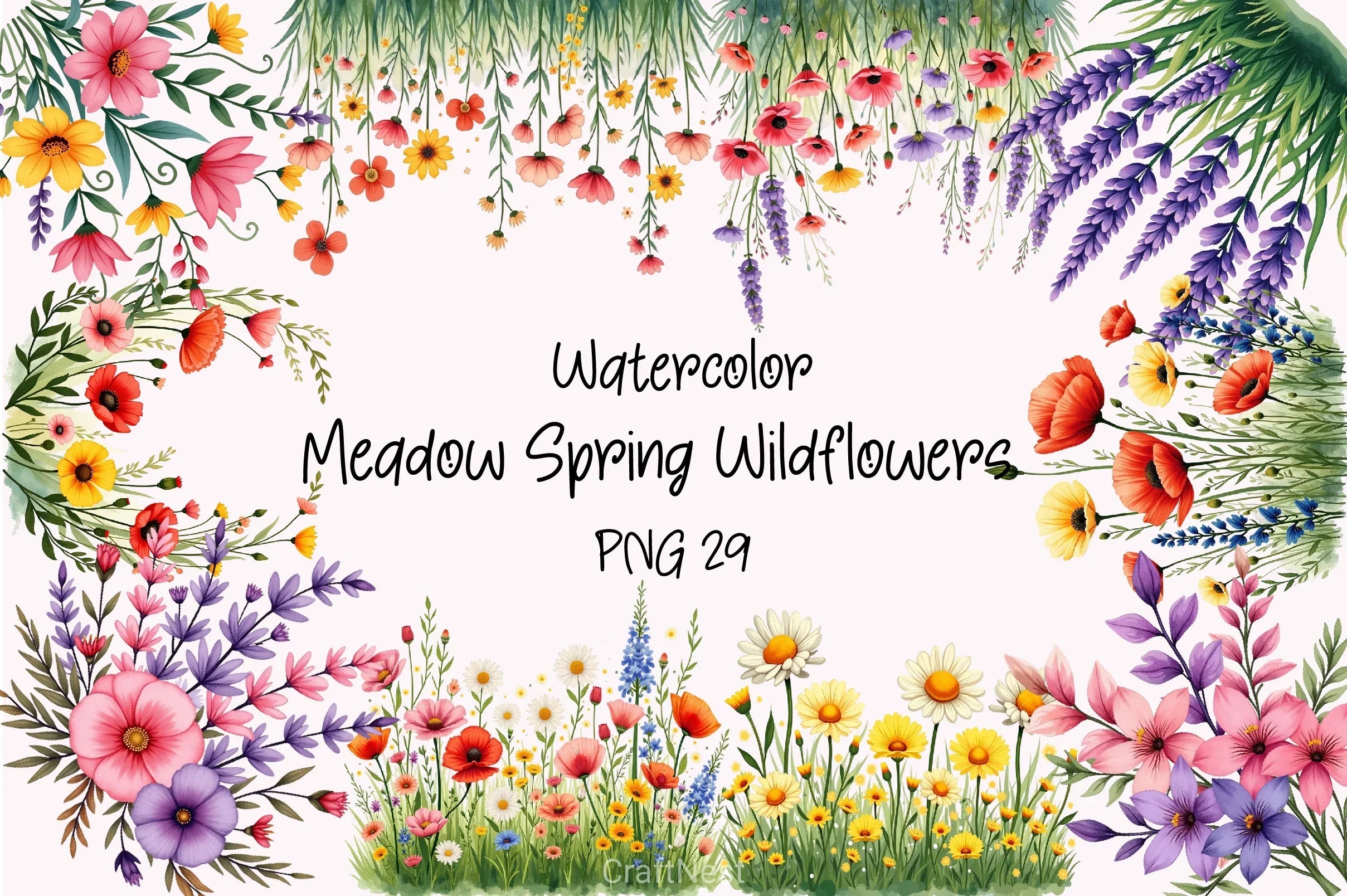 Meadow Spring Wildflowers Clipart Bundle - CraftNest - Digital Crafting and Art