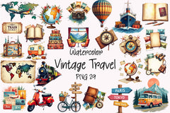 Vintage Travel Clipart Bundle 5 - CraftNest - Digital Crafting and Art