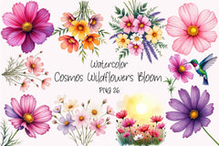 Cosmos Wildflowers Clipart Bundle - CraftNest - Digital Crafting and Art