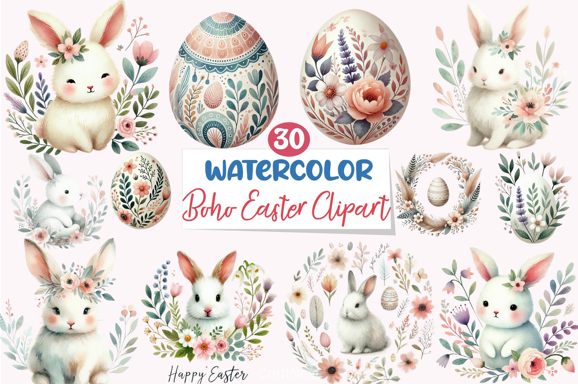 Boho Easter Clipart Bundle 4 - CraftNest - Digital Crafting and Art