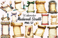 Vintage Medieval Scroll Clipart Set - CraftNest - Digital Crafting and Art