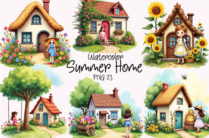 Summer Home Clipart Bundle - CraftNest - Digital Crafting and Art