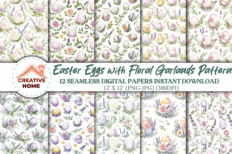 Easter Eggs Floral Garlands Clipart Bundle - CraftNest - Digital Crafting and Art