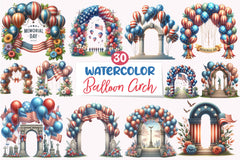 Memorial Day Balloon Arch Clipart Bundle - CraftNest - Digital Crafting and Art