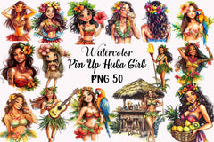 Pin Up Hula Girl Clipart Bundle - CraftNest - Digital Crafting and Art