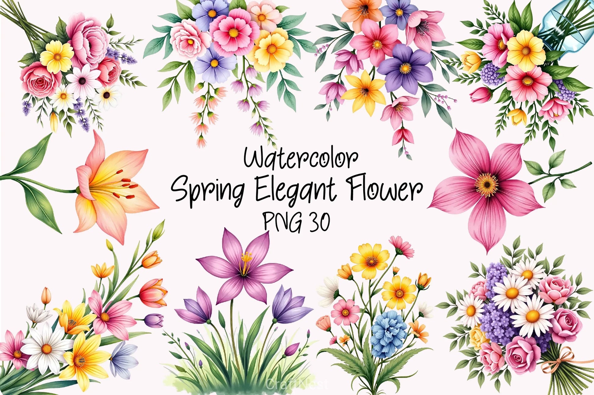 Spring Flower Clipart Bundle 4 - CraftNest - Digital Crafting and Art