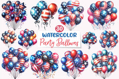 American 4th of July Party Balloons Clipart Bundle - CraftNest - Digital Crafting and Art