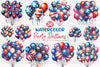 American 4th of July Party Balloons Clipart Bundle