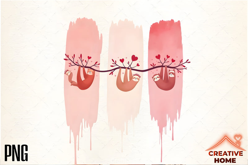 Cute Sloths Valentine's Reindeer Clipart Bundle - CraftNest - Digital Crafting and Art