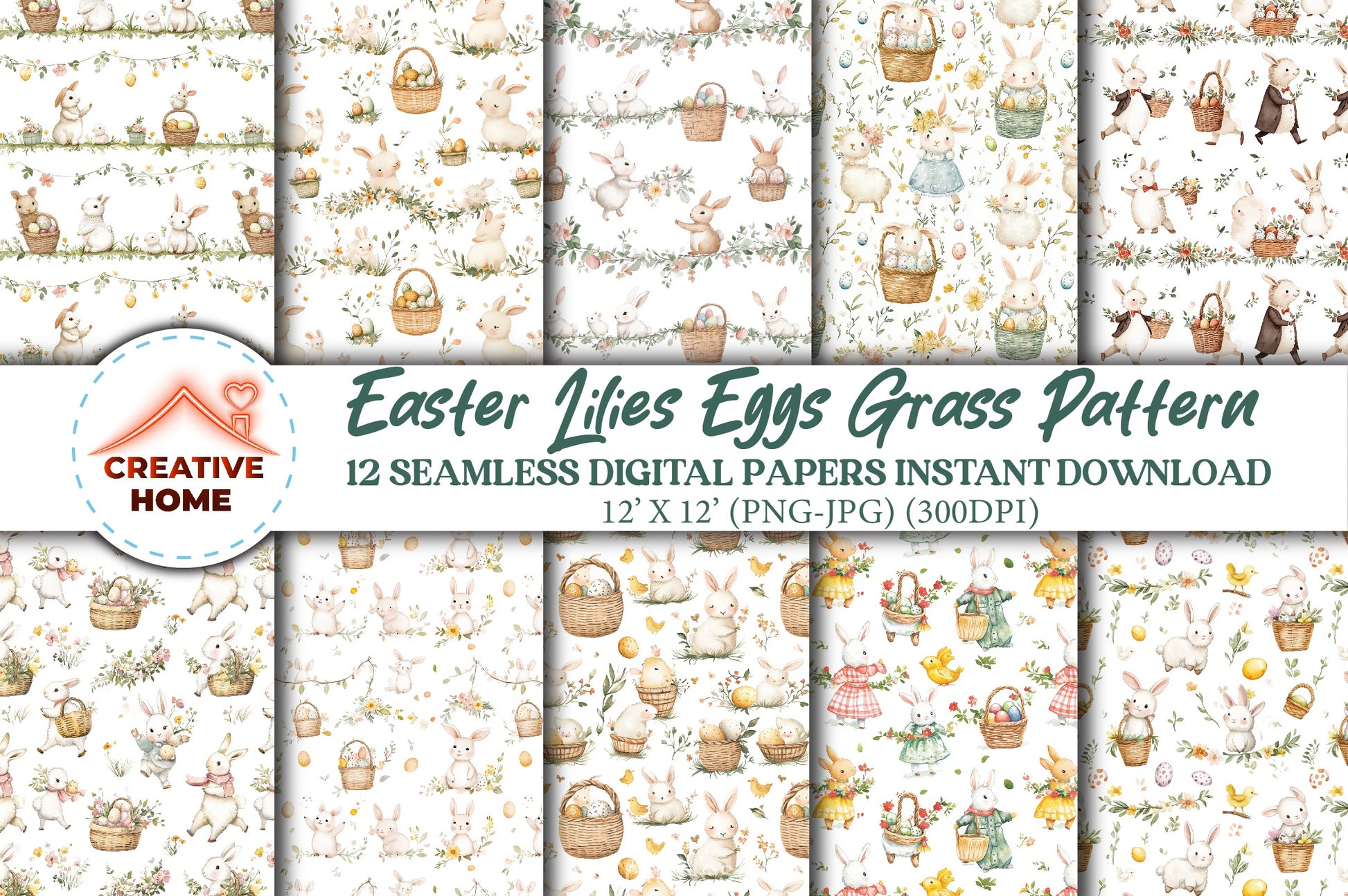 Easter Lambs Lilies Eggs Clipart Bundle - CraftNest - Digital Crafting and Art