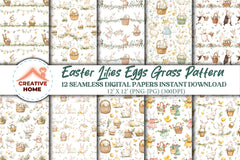 Easter Lambs Lilies Eggs Clipart Bundle - CraftNest - Digital Crafting and Art