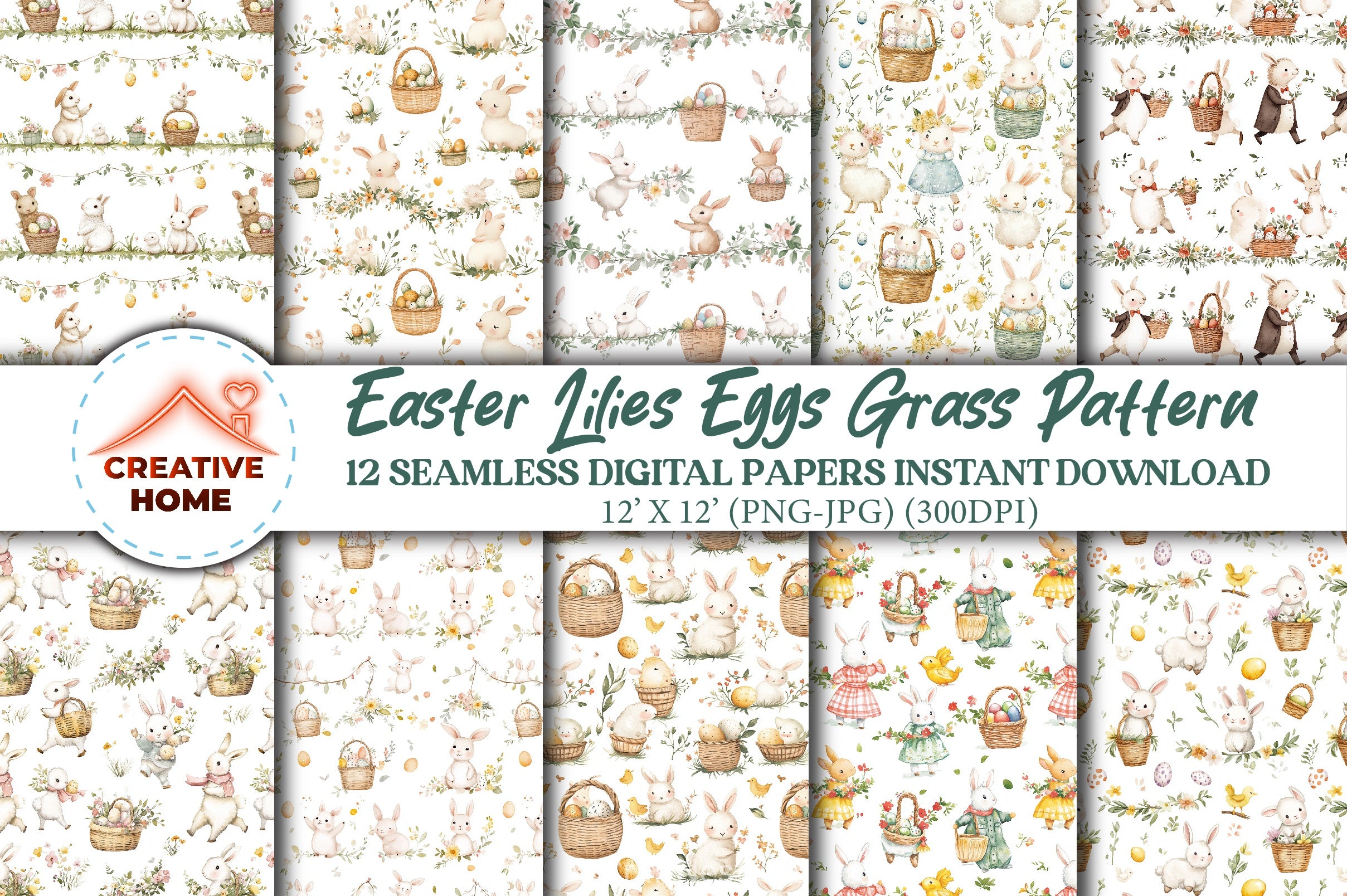 Easter Lambs Lilies Eggs Clipart Bundle - CraftNest - Digital Crafting and Art