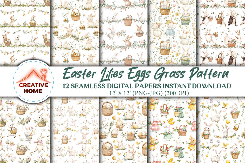 Easter Lambs Lilies Eggs Clipart Bundle - CraftNest - Digital Crafting and Art