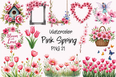 Pink Spring Clipart Bundle 4 - CraftNest - Digital Crafting and Art