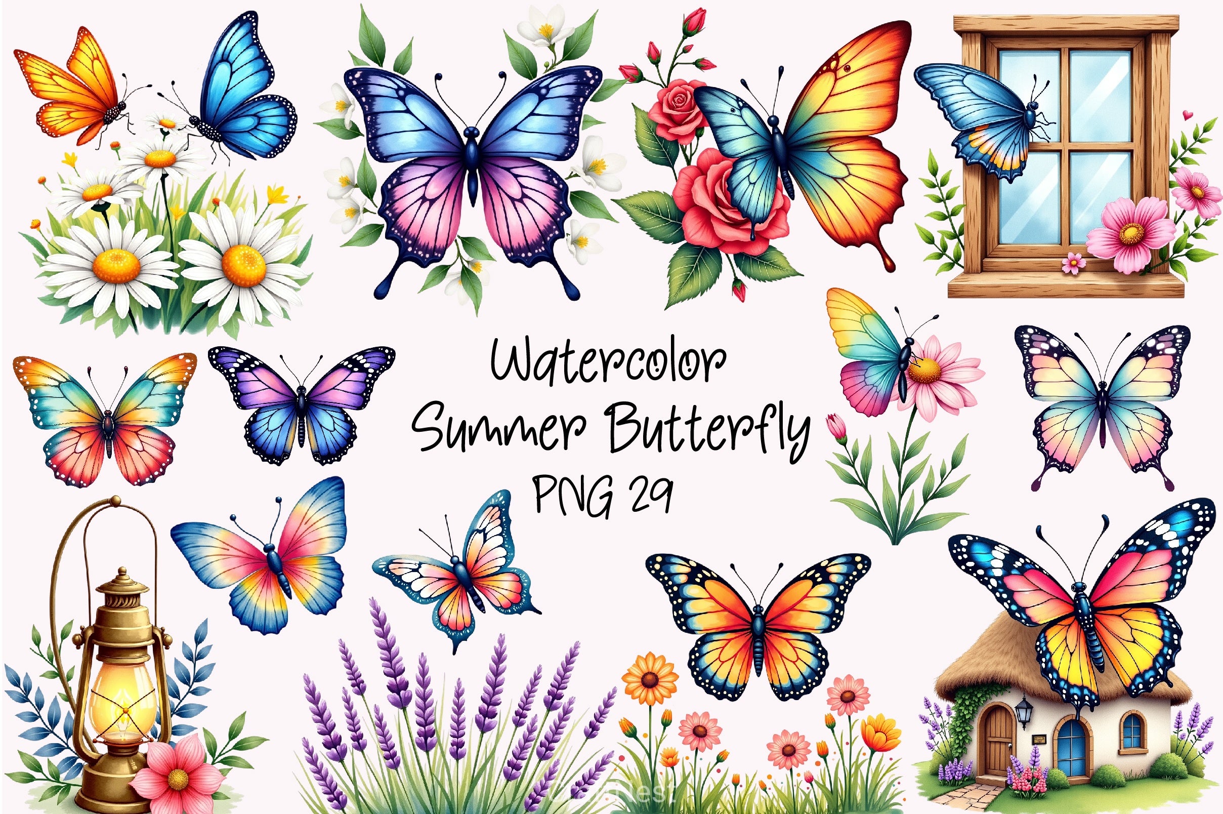 Summer Butterfly Clipart Bundle - CraftNest - Digital Crafting and Art