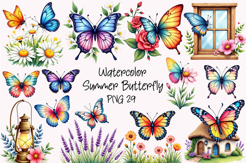 Summer Butterfly Clipart Bundle - CraftNest - Digital Crafting and Art